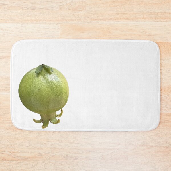 Item preview, Single unripe green pomegranate fruit with fresh stem and calyx, isolated on a clean white background, perfect for agricultural or botanical design designed and sold by pipikijung.