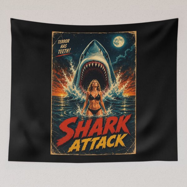 Item preview, Shark Attack - Vintage Pulp Horror Style designed and sold by FilMate.