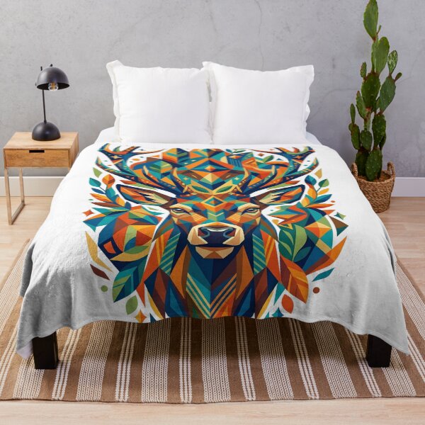 Item preview, Wild Geometric Splash No.5: Geometric Forest Deer - Sacred Stag Art Deco Design designed and sold by NO BEAVER NO PUNK.