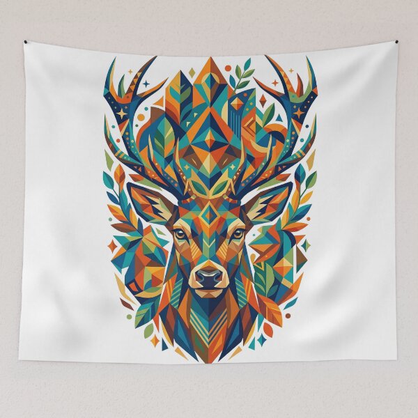 Item preview, Wild Geometric Splash No.5: Geometric Forest Deer - Sacred Stag Art Deco Design designed and sold by NO BEAVER NO PUNK.
