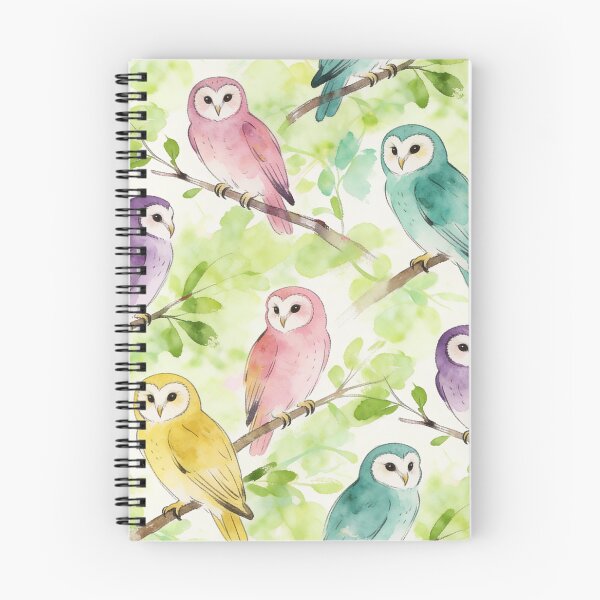 Item preview, Whimsical Pastel Watercolor Barn Owl Pattern designed and sold by wissal.studio.