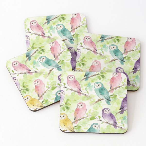 Item preview, Whimsical Pastel Watercolor Barn Owl Pattern designed and sold by Thewissal.