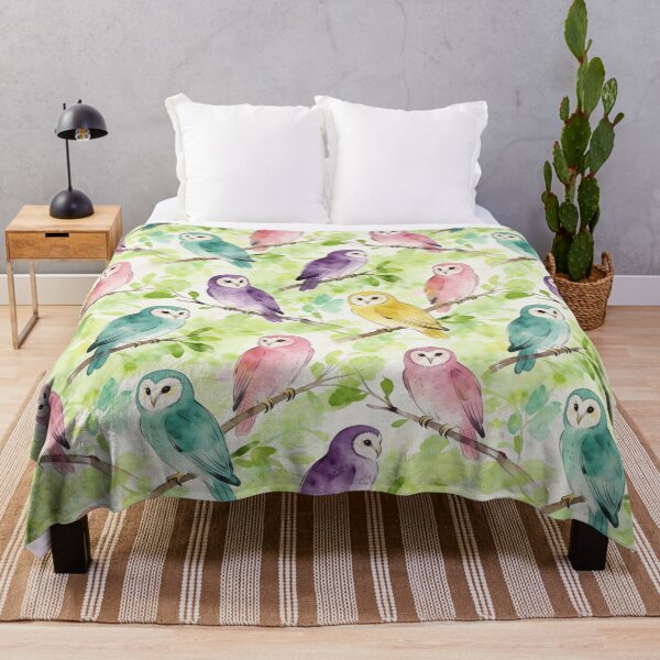 Item preview, Whimsical Pastel Watercolor Barn Owl Pattern designed and sold by Thewissal.