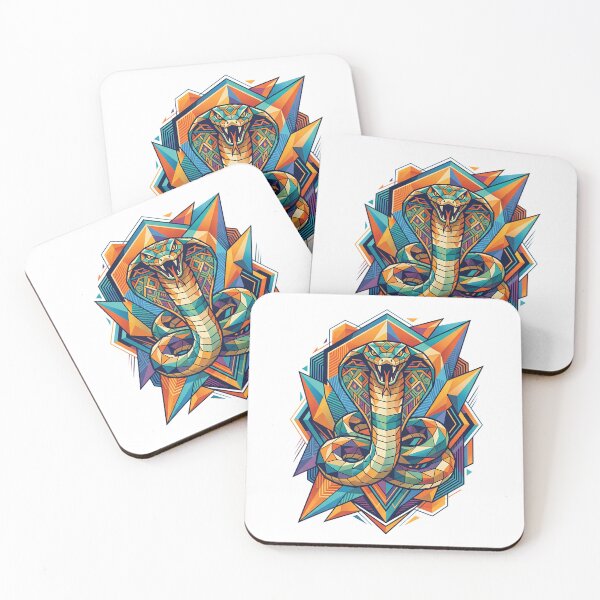 Item preview, Wild Geometric Splash No.6: Geometric King Cobra - Abstract Snake Art Deco Emblem designed and sold by NO BEAVER NO PUNK.