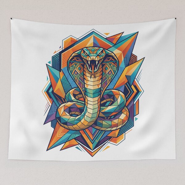 Item preview, Wild Geometric Splash No.6: Geometric King Cobra - Abstract Snake Art Deco Emblem designed and sold by NO BEAVER NO PUNK.