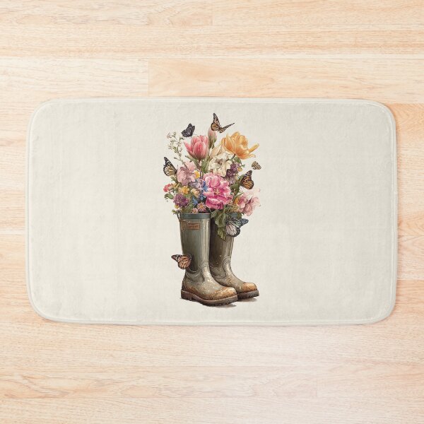 Item preview, Cottagecore Rain Boots Floral Vintage Butterfly Art designed and sold by PixelQ.