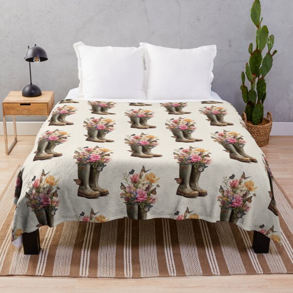 Item preview, Cottagecore Rain Boots Floral Vintage Butterfly Art designed and sold by PixelQ.