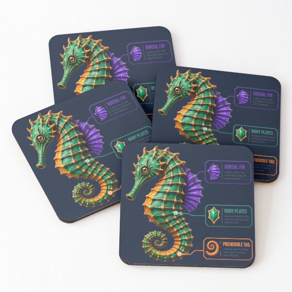 Item preview, Vibrant Seahorse Anatomical Blueprint Design designed and sold by MarVan-Prints.