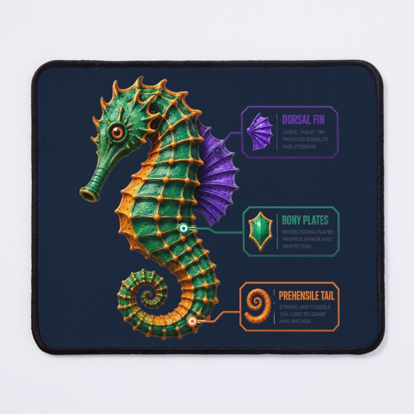 Item preview, Vibrant Seahorse Anatomical Blueprint Design designed and sold by MarVan-Prints.