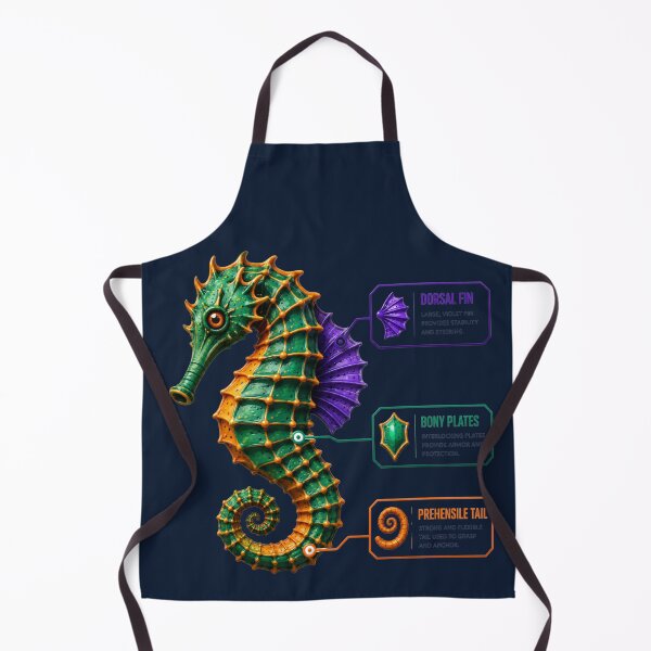 Item preview, Vibrant Seahorse Anatomical Blueprint Design designed and sold by MarVan-Prints.