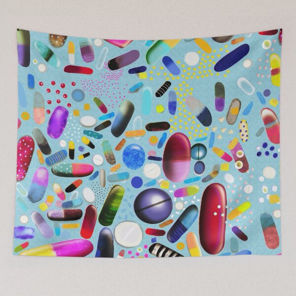 Item preview, Dreamy pills tabletten playful retro medicine quirky fantasy unique art designed and sold by rupydetequila.