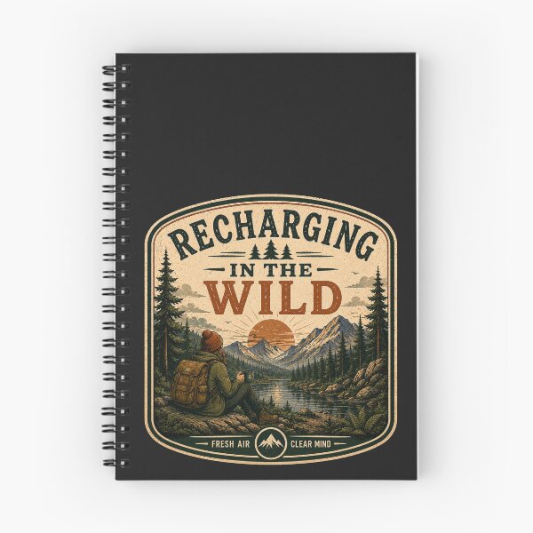 Item preview, Recharging In The Wild – Retro Hiking Introvert Nature Design designed and sold by MotylekAnia.
