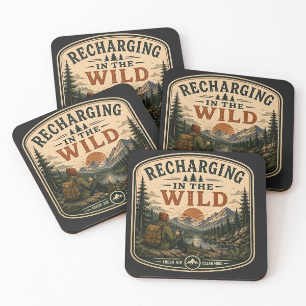 Item preview, Recharging In The Wild – Retro Hiking Introvert Nature Design designed and sold by MotylekAnia.