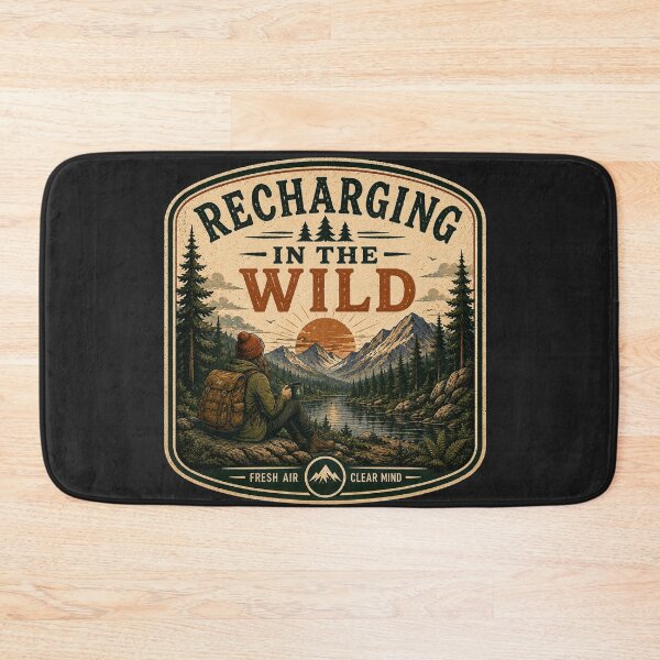 Item preview, Recharging In The Wild – Retro Hiking Introvert Nature Design designed and sold by MotylekAnia.