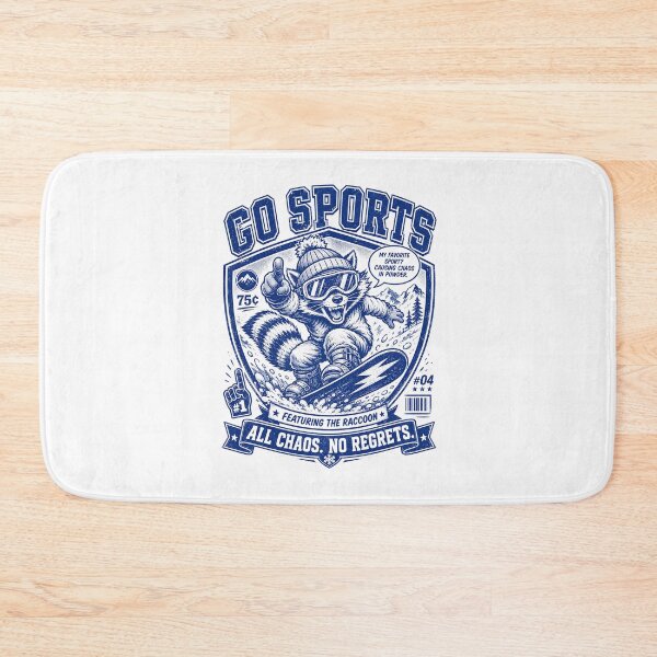 Item preview, Go Sports Raccoon Snowboarding Retro Blue Comic Animal designed and sold by JerdbordinShop.