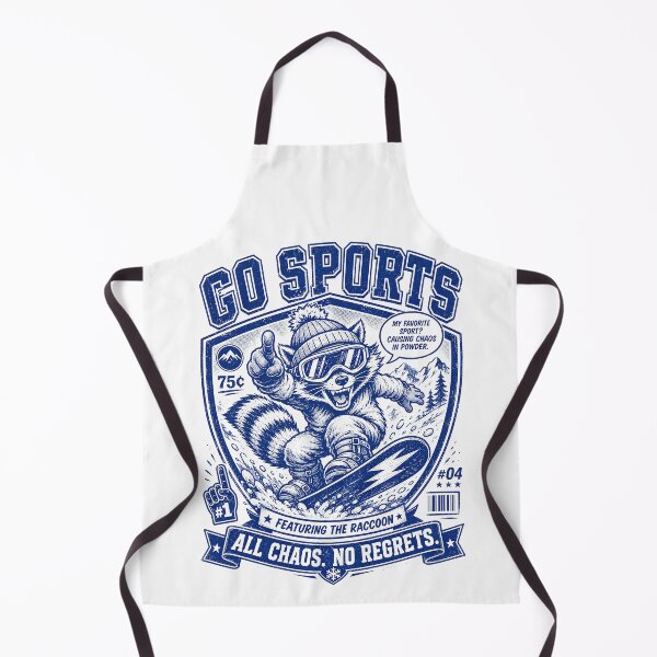 Item preview, Go Sports Raccoon Snowboarding Retro Blue Comic Animal designed and sold by JerdbordinShop.