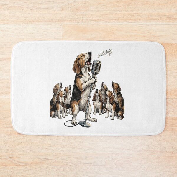 Item preview, Beagle Dog Singing Choir with Vintage Microphone Illustration designed and sold by laughingshirts.