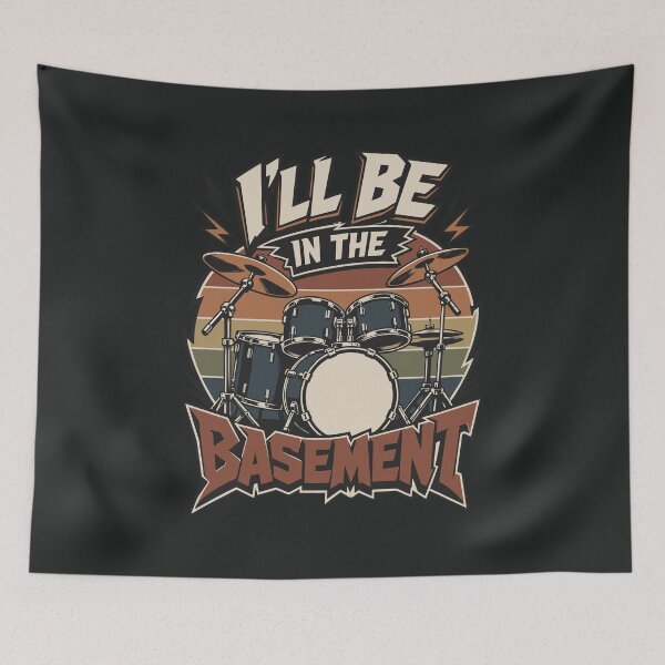 Item preview, I'll Be in The Basement Drumming Gift for Men Women Funny Drummer Vintage Retro designed and sold by alenaz.