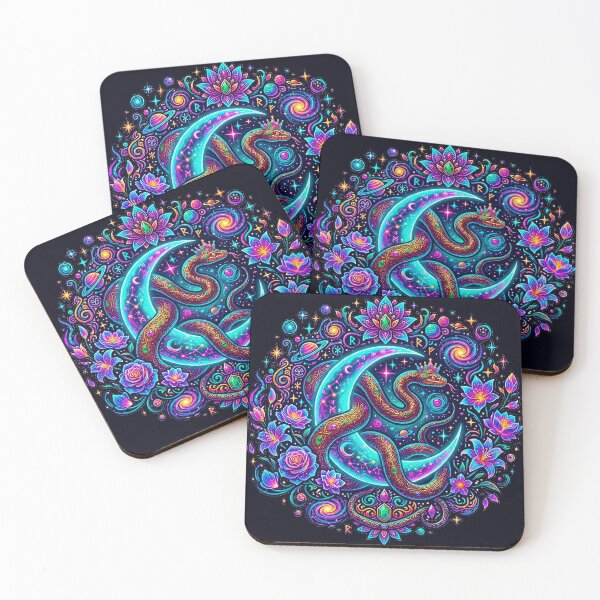 Item preview, Psychedelic Cosmic Crown Snake Crescent Moon Mandala Art designed and sold by MT-Hub | Cute Aesthetic Art, Stickers & Phone Cases.