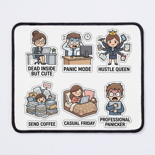 Item preview, Kawaii Busy Worker Sticker Pack - Cute Corporate & Hustle Puns designed and sold by SimpleP.