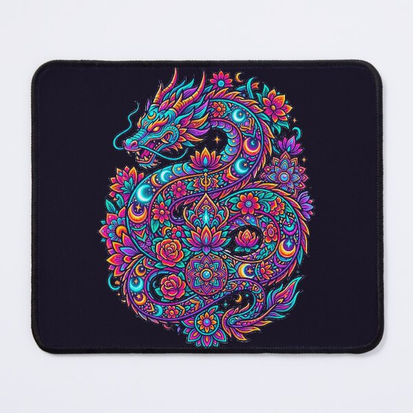 Item preview, Psychedelic Japanese Dragon Lotus Mandala Celestial Trippy Art designed and sold by MT-Hub | Cute Aesthetic Art, Stickers & Phone Cases.