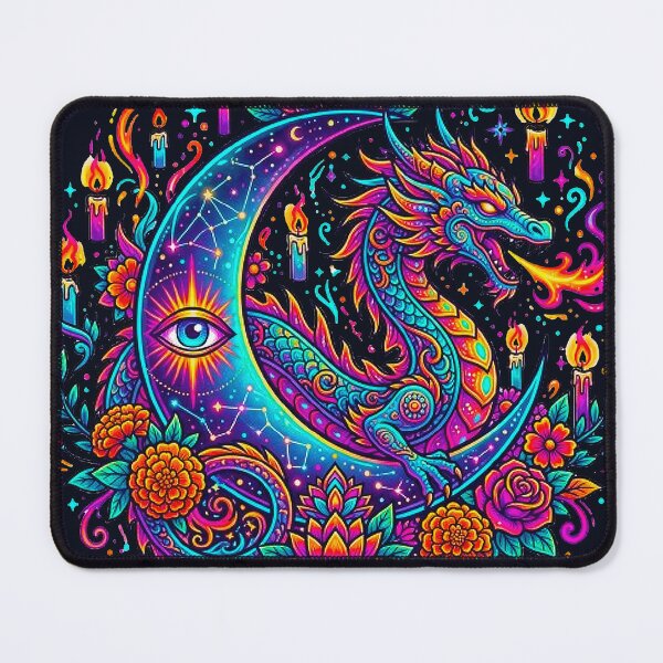 Item preview, Psychedelic Cosmic Dragon Crescent Moon Witchy Mandala Art designed and sold by MT-Hub | Cute Aesthetic Art, Stickers & Phone Cases.