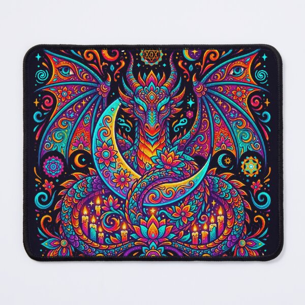 Item preview, Psychedelic Celestial Dragon Lotus Mandala Witchy Occult Art designed and sold by MT-Hub | Cute Aesthetic Art, Stickers & Phone Cases.