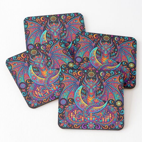 Item preview, Psychedelic Celestial Dragon Lotus Mandala Witchy Occult Art designed and sold by MT-Hub | Cute Aesthetic Art, Stickers & Phone Cases.
