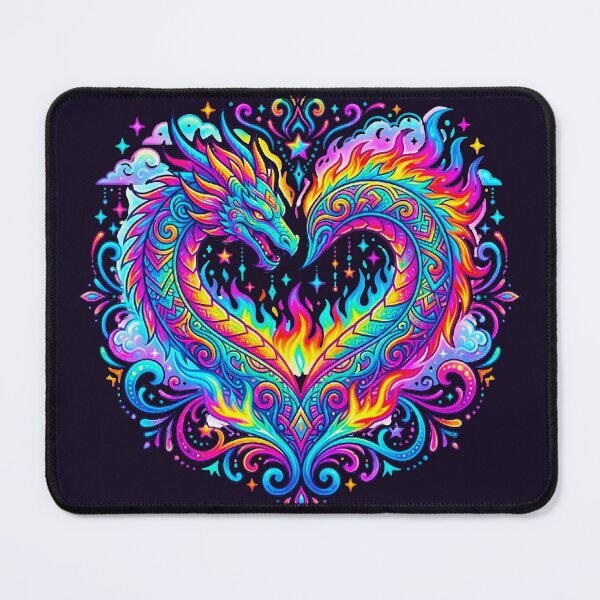 Item preview, Psychedelic Neon Dragon Heart Mandala Trippy Fire Art designed and sold by MT-Hub | Cute Aesthetic Art, Stickers & Phone Cases.