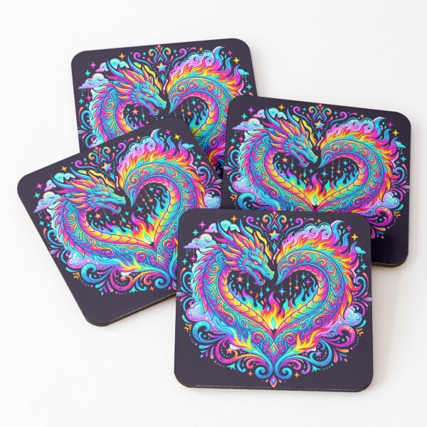Item preview, Psychedelic Neon Dragon Heart Mandala Trippy Fire Art designed and sold by MT-Hub | Art for Every Soul.