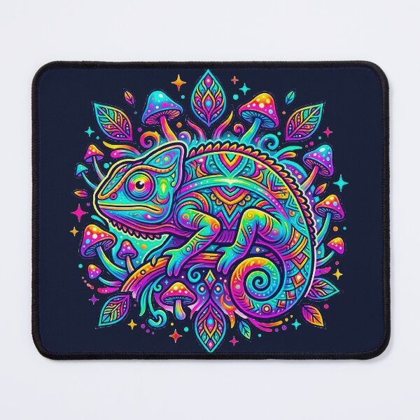 Item preview, Psychedelic Neon Chameleon Trippy Mushroom Mandala Art designed and sold by MT-Hub | Cute Aesthetic Art, Stickers & Phone Cases.