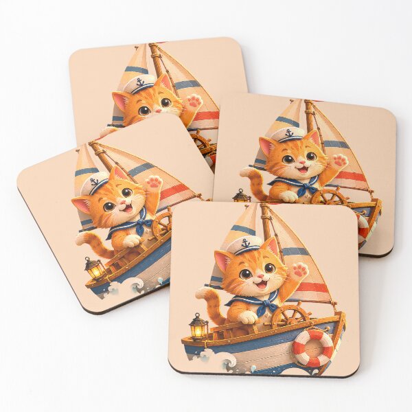 Item preview, Cute Sailor Cat Wooden Boat Nautical designed and sold by ArtdesignsA.