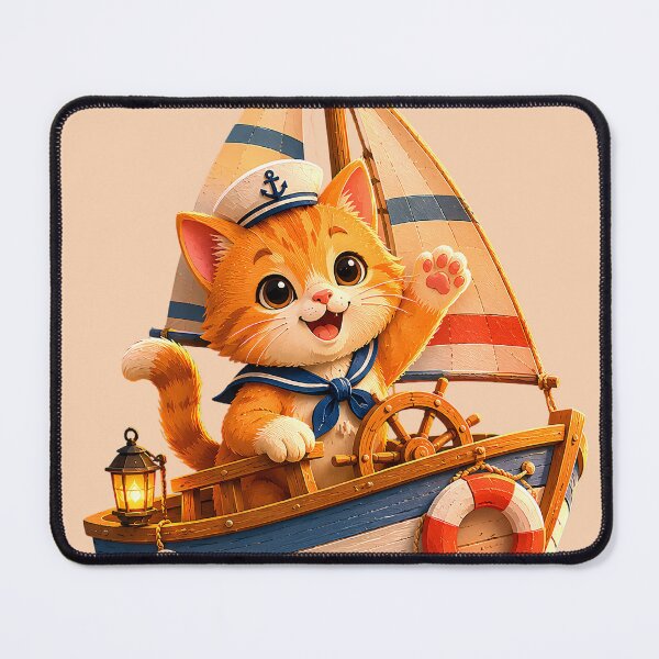 Item preview, Cute Sailor Cat Wooden Boat Nautical designed and sold by ArtdesignsA.