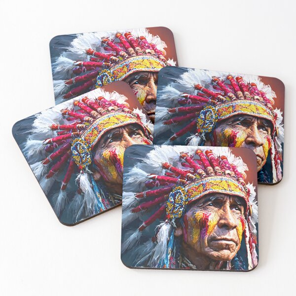 Item preview, Native American Chief Portrait Warbonnet Art designed and sold by YAKA ART  SRI LANKA.