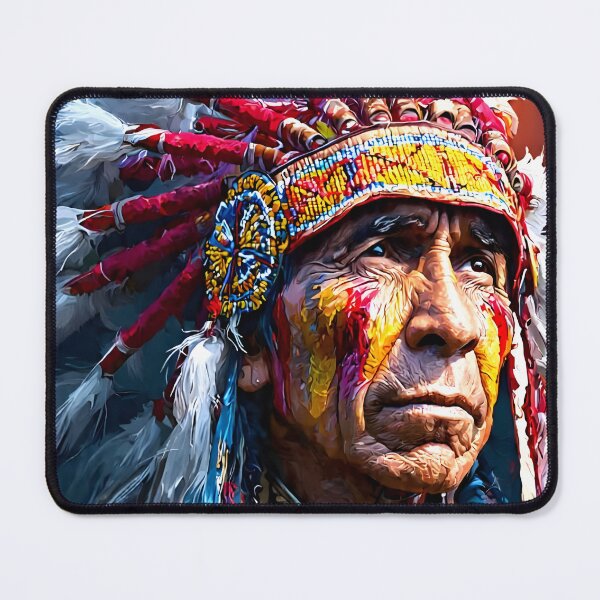 Item preview, Native American Chief Portrait Warbonnet Art designed and sold by YAKA ART  SRI LANKA.