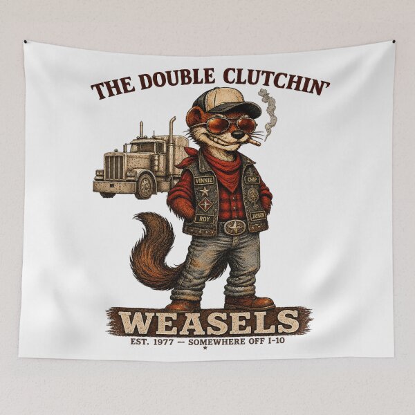 Item preview, The Double Clutchin Weasels Funny Trucker Mascot Vintage Semi Truck Design designed and sold by NgumohaLanke.