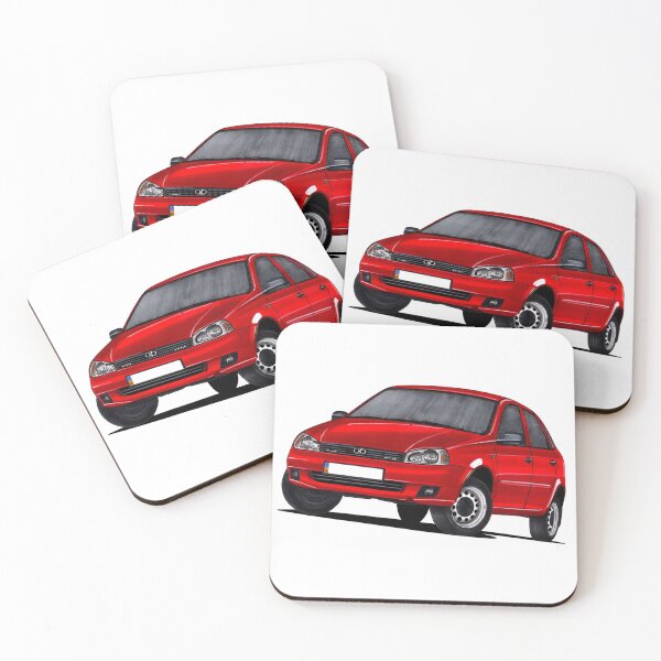 Item preview, Exclusive drawing classic Soviet Republic car red VAZ-1118 Lada Kalina Sedan with 4 cylinder turbo engine designed and sold by Cars23.