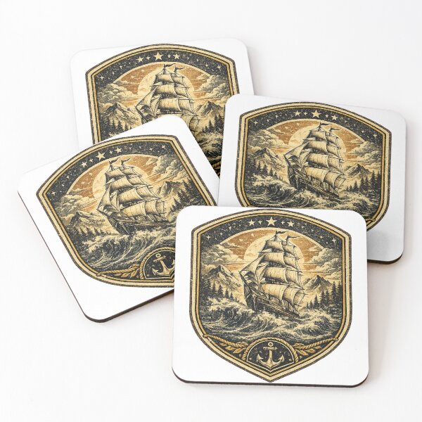 Item preview, Ocean Explorer – Vintage Sailing Ship Heritage Emblem designed and sold by Golden Era Studio.