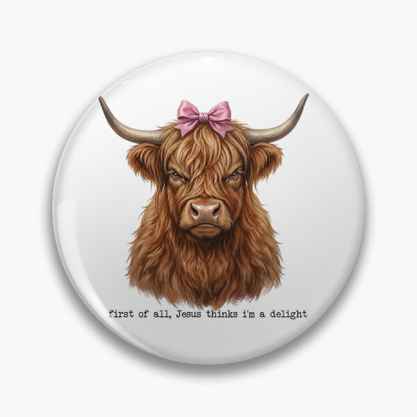 Item preview, First of All Jesus Thinks I'm a Delight – Funny Christian Highland Cow Pink Bow Coffee designed and sold by TheBeesForYou.