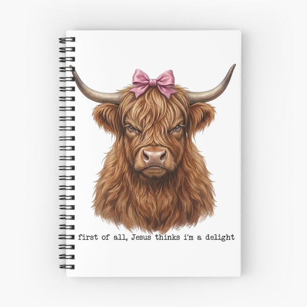 Item preview, First of All Jesus Thinks I'm a Delight – Funny Christian Highland Cow Pink Bow Coffee designed and sold by TheBeesForYou.