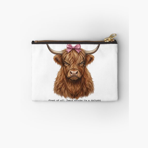 Item preview, First of All Jesus Thinks I'm a Delight – Funny Christian Highland Cow Pink Bow Coffee designed and sold by TheBeesForYou.