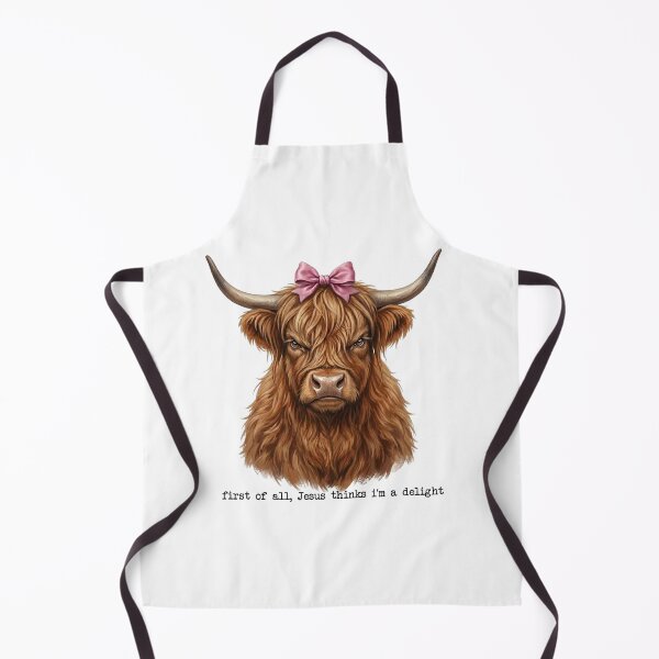 Item preview, First of All Jesus Thinks I'm a Delight – Funny Christian Highland Cow Pink Bow Coffee designed and sold by TheBeesForYou.