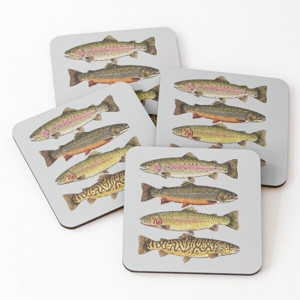 Item preview, Vintage Trout Species Fishing Art Angler Gift Illustration designed and sold by WormJ.