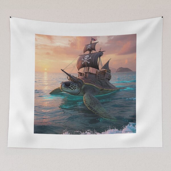 Item preview, Sea Turtle Pirate Print designed and sold by Lichentroupe63.
