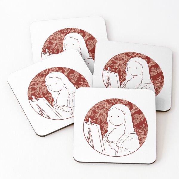 Item preview, Mona Lisa Cute Illustration In Red designed and sold by FarieArt.