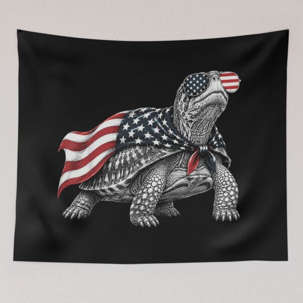 Item preview, American Flag Cape Turtle Patriotic US Soldier Memorial Day Animal Art designed and sold by PhocoNibict.