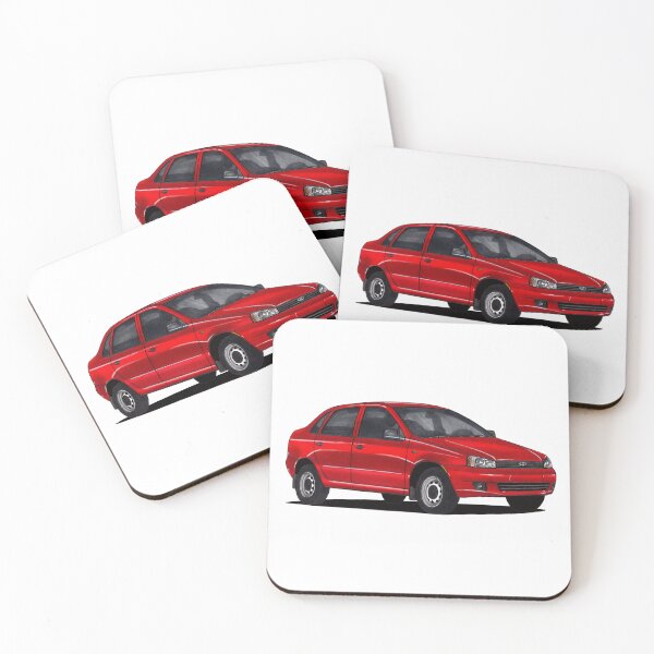 Item preview, Exclusive drawing classic Soviet Republic car red VAZ-1118 Lada Kalina Sedan with 4 cylinder turbo engine designed and sold by Cars23.