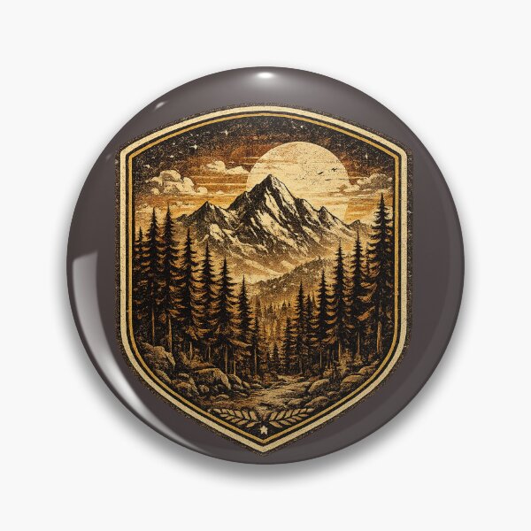Item preview, Lost in the Pines – Vintage Mountain Forest Badge designed and sold by JustResultsCo.