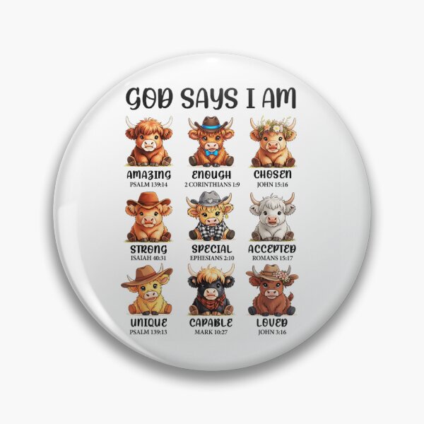 Item preview, God Says I Am Bible Verse Highland Cows Cute Christian Cowgirl designed and sold by PhocoNibict.