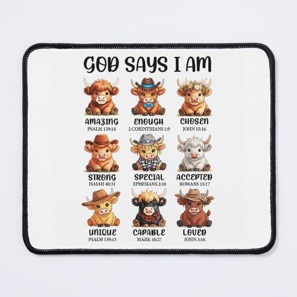 Item preview, God Says I Am Bible Verse Highland Cows Cute Christian Cowgirl designed and sold by PhocoNibict.